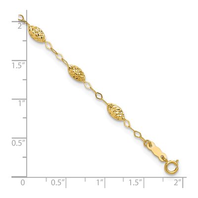 14K Yellow Gold Textured Rice Anklet – view 6