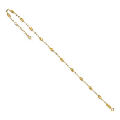 14K Yellow Gold Textured Rice Anklet – view 8