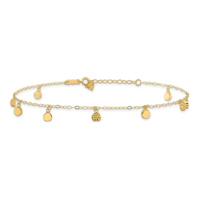 14K Yellow Gold Dangle Circles Anklet – view 4