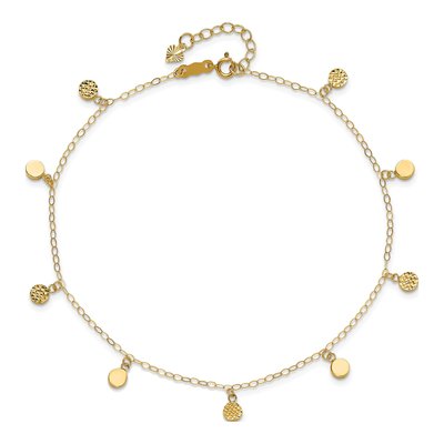 14K Yellow Gold Dangle Circles Anklet – view 6