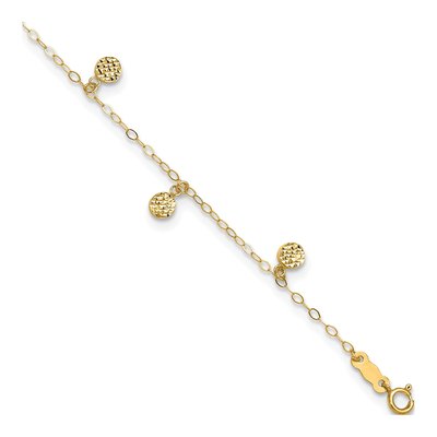 14K Yellow Gold Dangle Circles Anklet