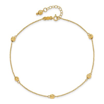 14K Yellow Gold Diamond-Cut Anklet – view 6
