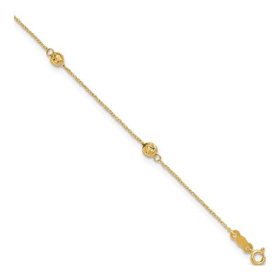 14K Yellow Gold Diamond-Cut Anklet