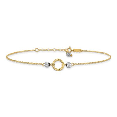 14K Two-Tone Gold Circle Anklet – view 4