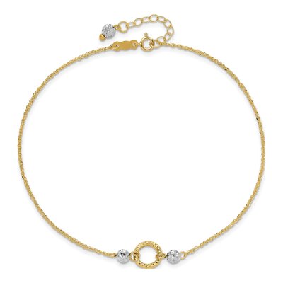 14K Two-Tone Gold Circle Anklet – view 5