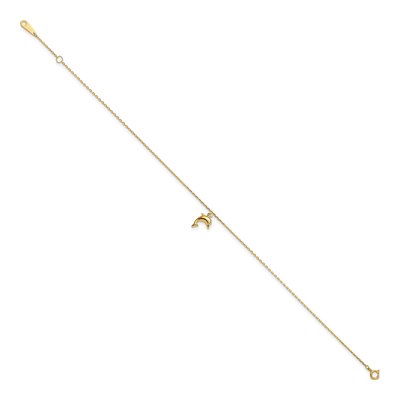 14K Yellow Gold Dolphin Anklet – view 3