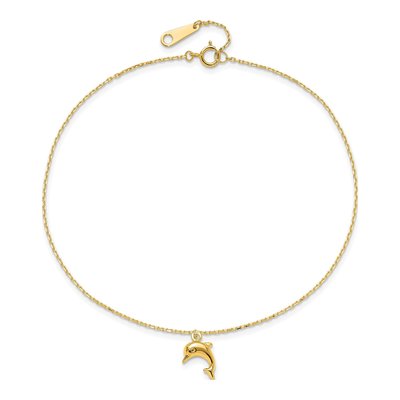 14K Yellow Gold Dolphin Anklet – view 5