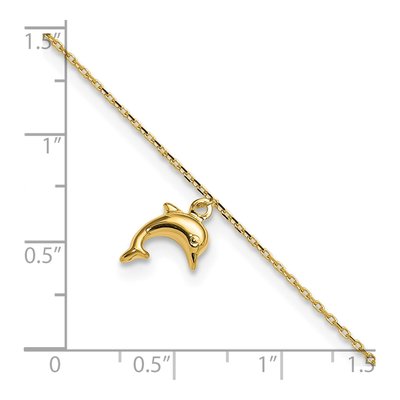 14K Yellow Gold Dolphin Anklet – view 6