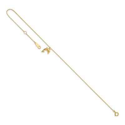 14K Yellow Gold Dolphin Anklet – view 8