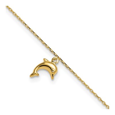 14K Yellow Gold Dolphin Anklet