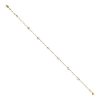 14K Two-Tone Gold Wavy Circle Station Anklet – view 3