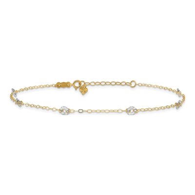 14K Two-Tone Gold Wavy Circle Station Anklet – view 4