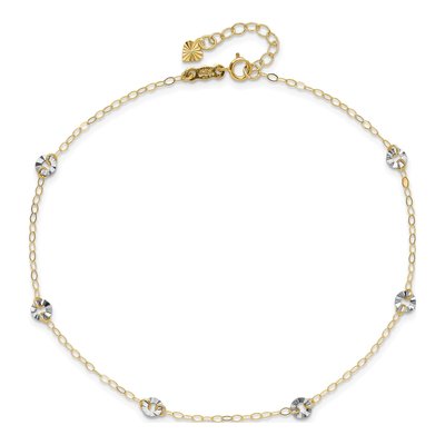 14K Two-Tone Gold Wavy Circle Station Anklet – view 5