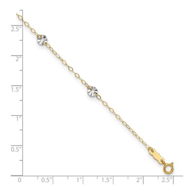 14K Two-Tone Gold Wavy Circle Station Anklet – view 6