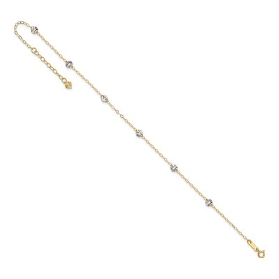 14K Two-Tone Gold Wavy Circle Station Anklet – view 8
