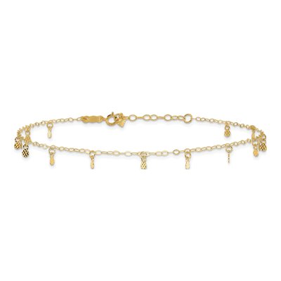 14K Yellow Gold Diamond-Cut Cable Anklet – view 4
