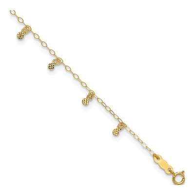 14K Yellow Gold Diamond-Cut Cable Anklet