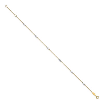 14K Two-Tone Gold CZ Station Anklet – view 3