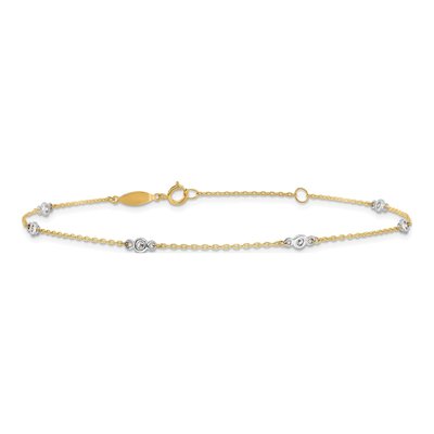 14K Two-Tone Gold CZ Station Anklet – view 4