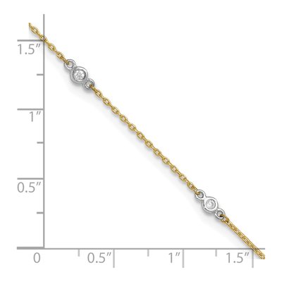 14K Two-Tone Gold CZ Station Anklet – view 5