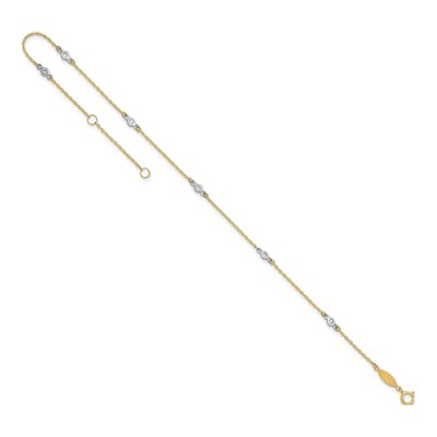 14K Two-Tone Gold CZ Station Anklet – view 8