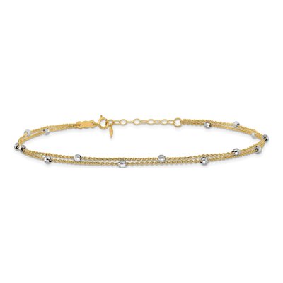 14K Two-Tone Gold 2-Strand Mirror Anklet – view 4