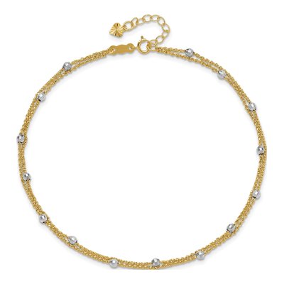 14K Two-Tone Gold 2-Strand Mirror Anklet – view 5