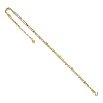 14K Two-Tone Gold 2-Strand Mirror Anklet – view 8