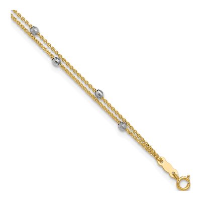 14K Two-Tone Gold 2-Strand Mirror Anklet