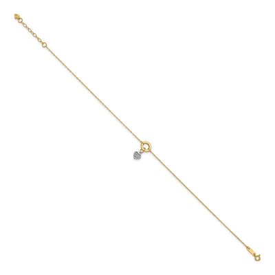 14K Two-Tone Gold Puffed Heart Anklet – view 3