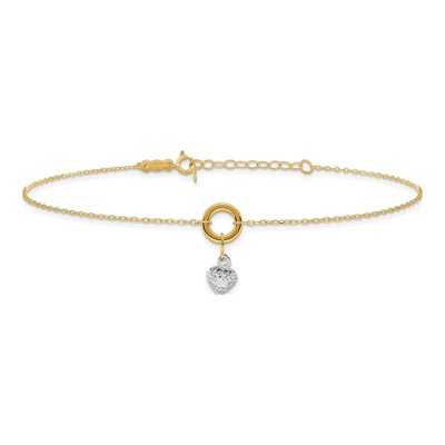 14K Two-Tone Gold Puffed Heart Anklet – view 4