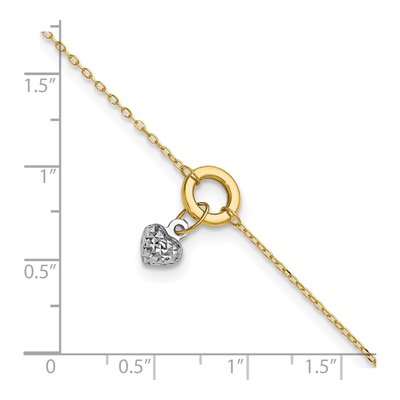 14K Two-Tone Gold Puffed Heart Anklet – view 6