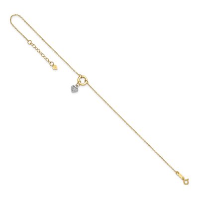 14K Two-Tone Gold Puffed Heart Anklet – view 8