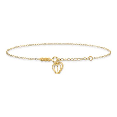 14K Yellow Gold Heart Cage Cable Anklet – view 4