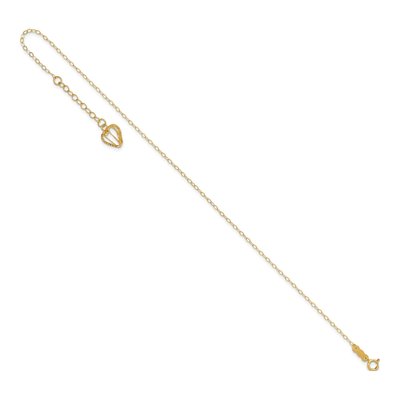 14K Yellow Gold Heart Cage Cable Anklet – view 8