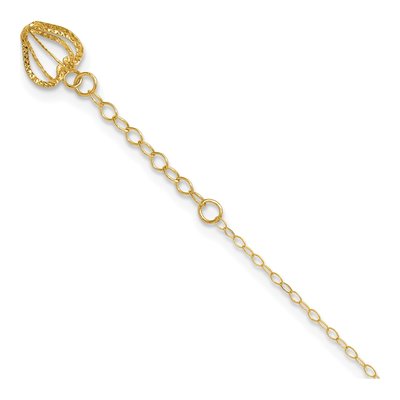 14K Yellow Gold Heart Cage Cable Anklet