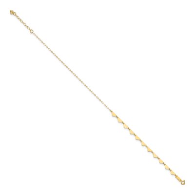 14K Yellow Gold Hearts Oval Link Anklet – view 2