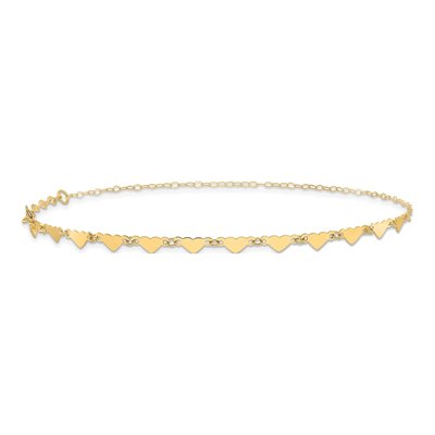 14K Yellow Gold Hearts Oval Link Anklet – view 3