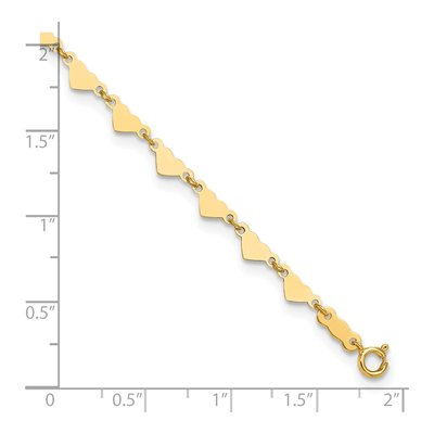 14K Yellow Gold Hearts Oval Link Anklet – view 4