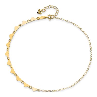 14K Yellow Gold Hearts Oval Link Anklet – view 5