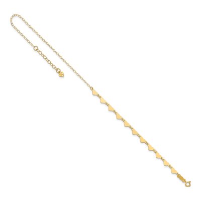 14K Yellow Gold Hearts Oval Link Anklet – view 7