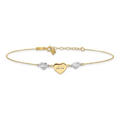 14K Two-Tone Gold LOVE Heart Anklet – view 3