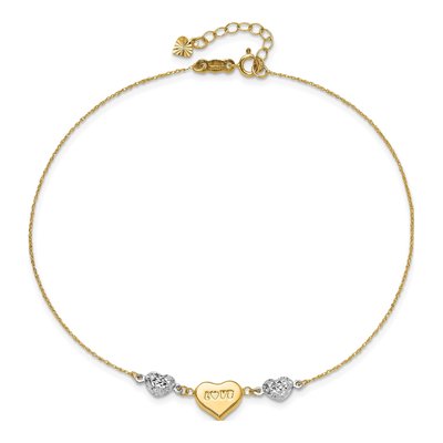 14K Two-Tone Gold LOVE Heart Anklet – view 5