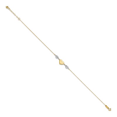 14K Two-Tone Gold Puffed Heart Anklet – view 3