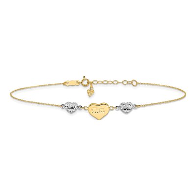 14K Two-Tone Gold Puffed Heart Anklet – view 4