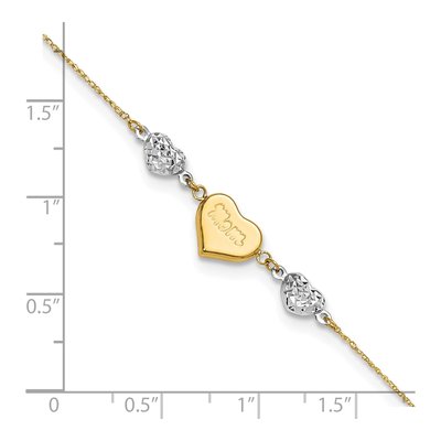 14K Two-Tone Gold Puffed Heart Anklet – view 5