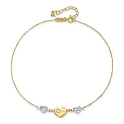 14K Two-Tone Gold Puffed Heart Anklet – view 6