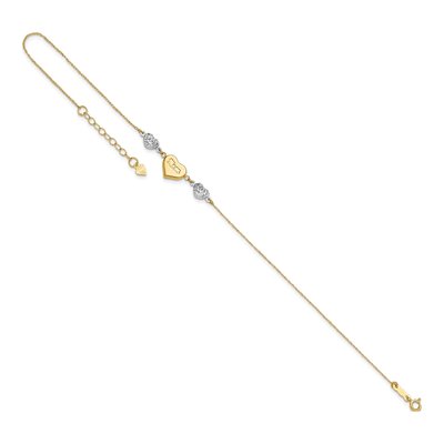14K Two-Tone Gold Puffed Heart Anklet – view 8