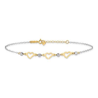 14K Two-Tone Gold Hearts Anklet – view 4