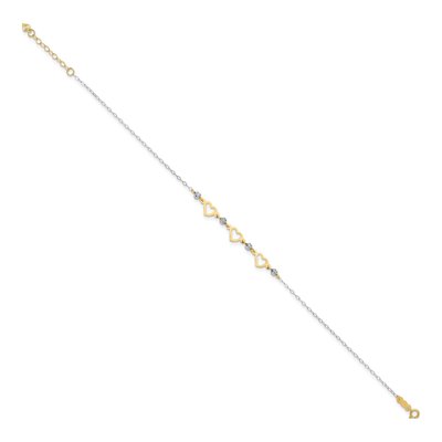 14K Two-Tone Gold Three Hearts Anklet – view 2